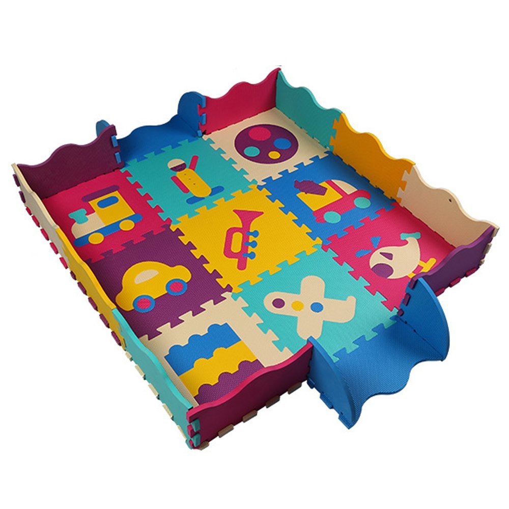 Original alfombra de juegos infantil en puzzle con valla de seguridad -  chicBebits